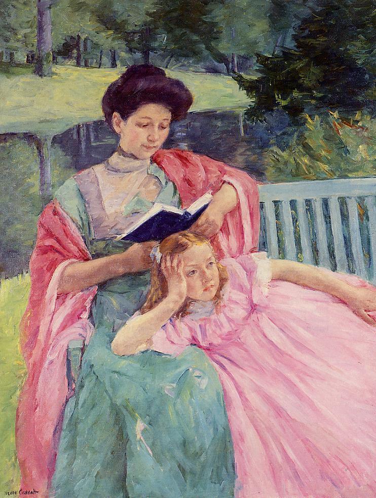 Auguste Reading to Her Daughter - Mary Cassatt Painting on Canvas